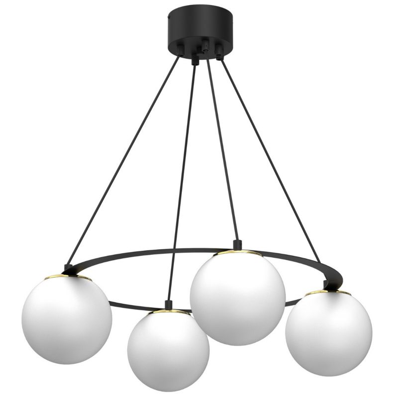 Lampa wisząca Luminex Ballo 6733 czarny matowa-biała-złota ring 4xE27 x 15W 1 szt.