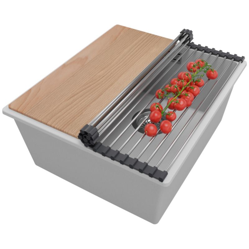 Zlewozmywak Londyn Slim PRIMAGRAN Nablatowy 41x47cm do szafki od 45cm z Syfonem i Dodatkiem Szary 1 szt.