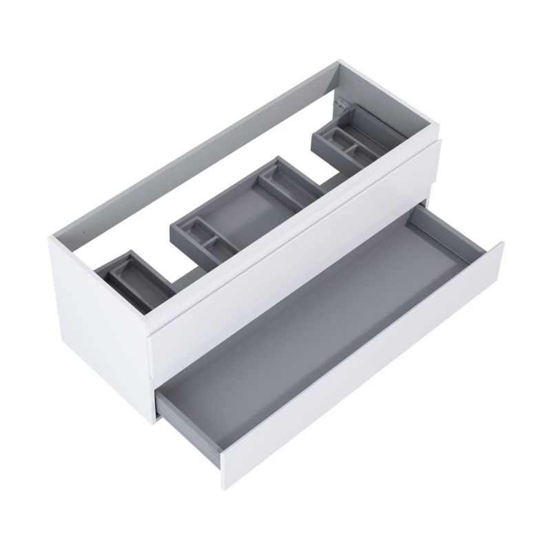 Szafka podumywalkowa Oltens Vernal 120 cm biały połysk, cichy domyk, organizer, wisząca 1 szt.