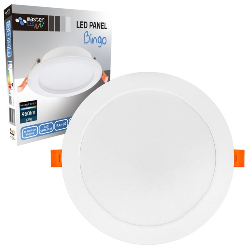 Panel LED MasterLED Bingo 12W IP20 neutralna biel 4000K wpuszczany biały 1 szt.