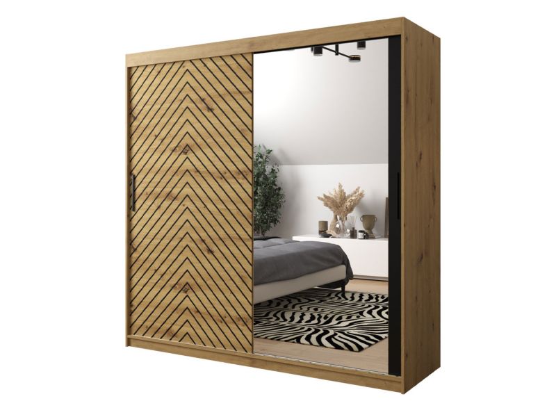 Szafa MIRJAN 24 Jodełka 2 200 dąb artisan + czarny 1 szt.