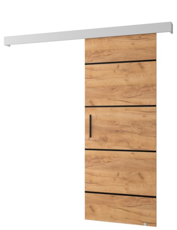 Drzwi przesuwne naścienne Abiks SALWADOR IV 80 dąb craft + biały mat + czarny 1 szt.