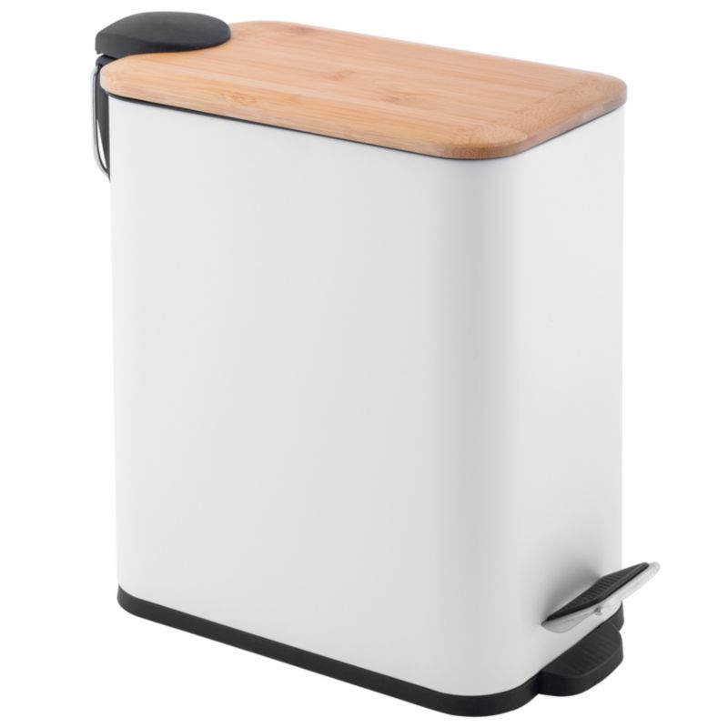 Kosz Na Śmieci MOBY-5 - Yoka Home Łazienkowy Prostokątny 5L Biały Bambus - 1 szt.