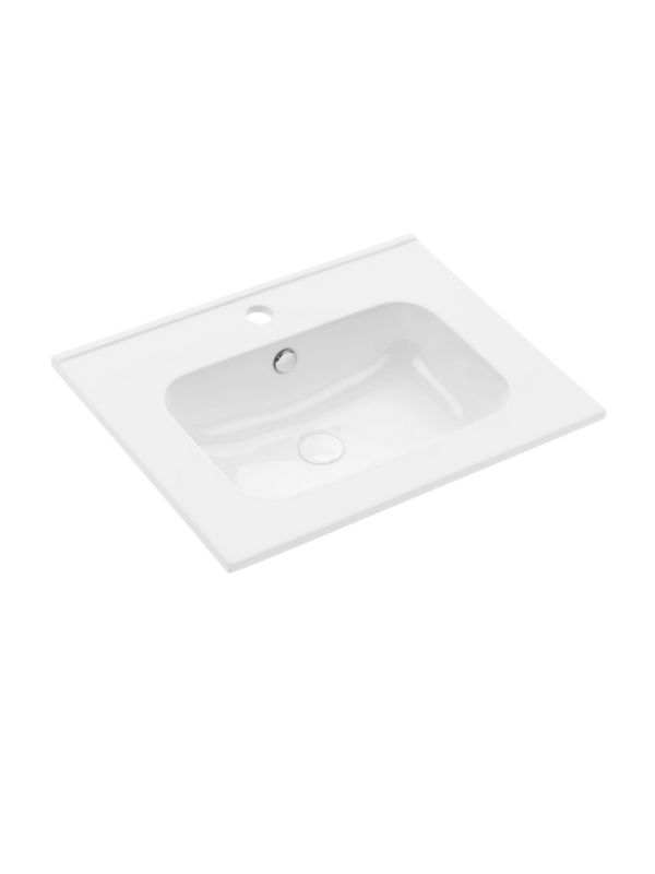 Umywalka wpuszczana Uptrend VENTA 60 biały połysk, z otworem na baterię oraz przelewem 1 szt.