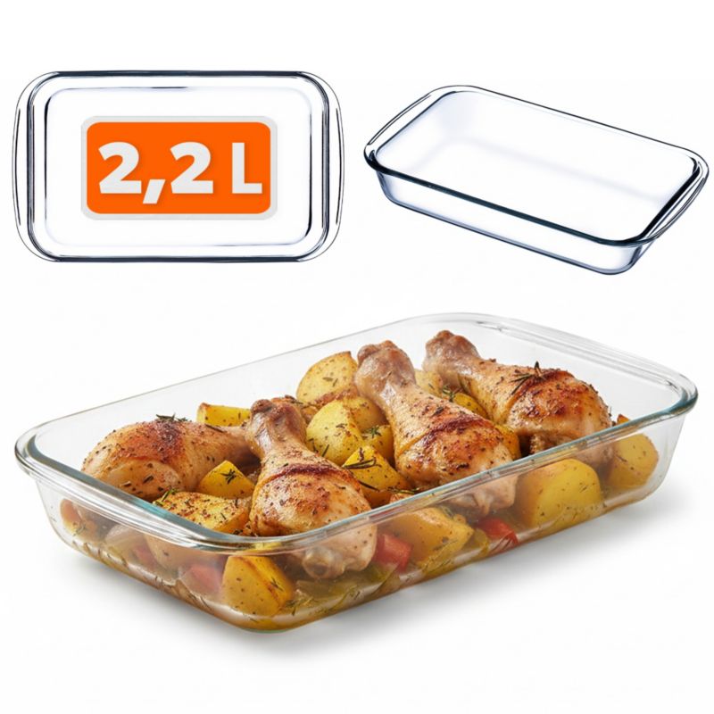 Naczynie Żaroodporne KADAX 2,2L Prostokątne Szklane małe Do Zapiekania Szklane 1szt.