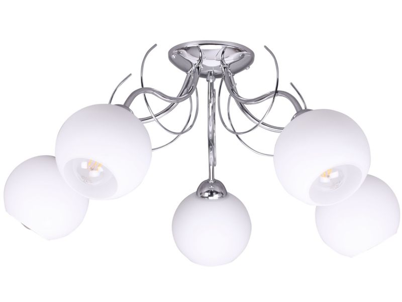 Lampa sufitowa wisząca Light Home LH Eliza Chrom 5x E27 60W klosz mleczny 1szt.