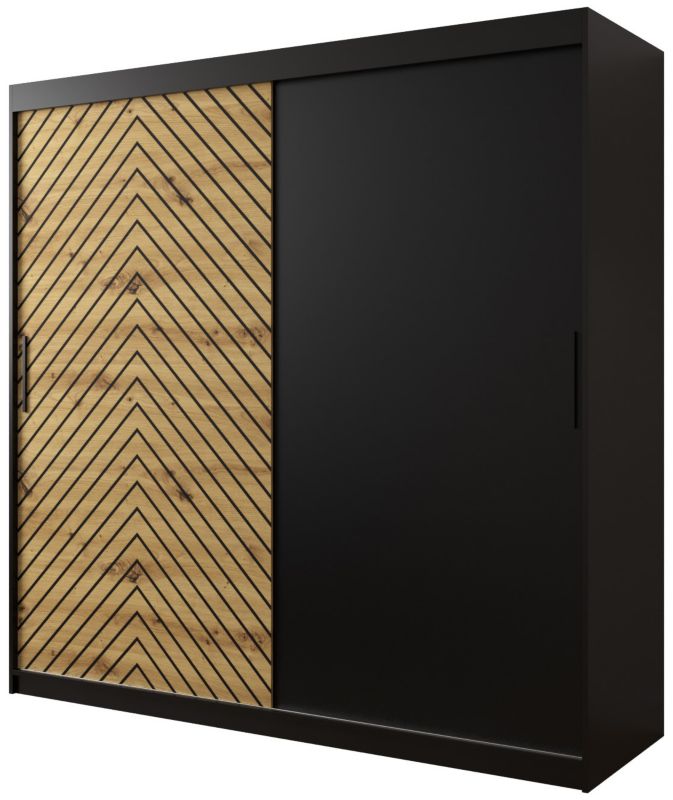 Szafa przesuwna Garderoba Abiks Jodełka 200 czarny + artisan 1 szt.