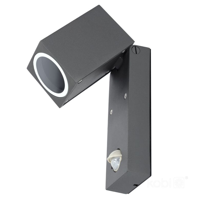 Kinkiet ogrodowy z czujnikiem ruchu Kobi quazar 15 1xU10 LX IP44 szary 1szt.