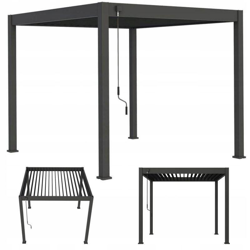 Pergola Tarasowa Gutroof Ogrodowa Zadaszenie Na Taras Elegance 3x3 Czarna 1 szt