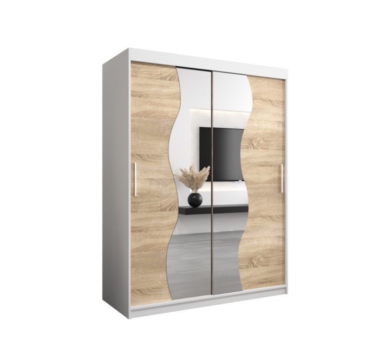 Szafa przesuwna Garderoba Abiks MADRYT 150 biały mat + dąb sonoma 1 szt.