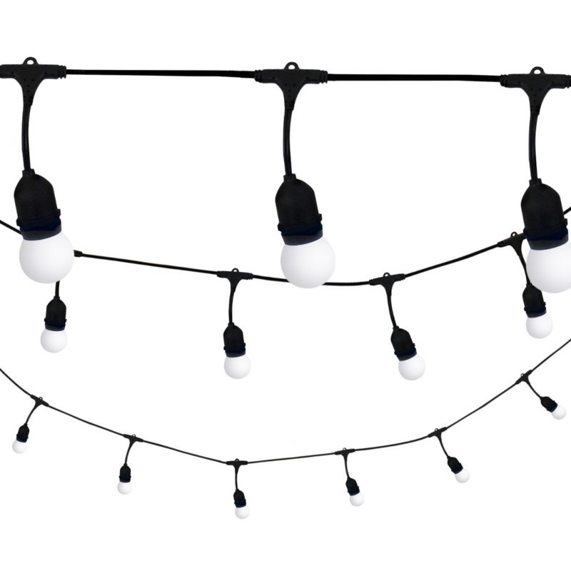 Girlanda ogrodowa Polux Party czarna 10 punktów mleczne żarówki 10 x E27 x 20W IP44 5,6 metra - 1 szt.