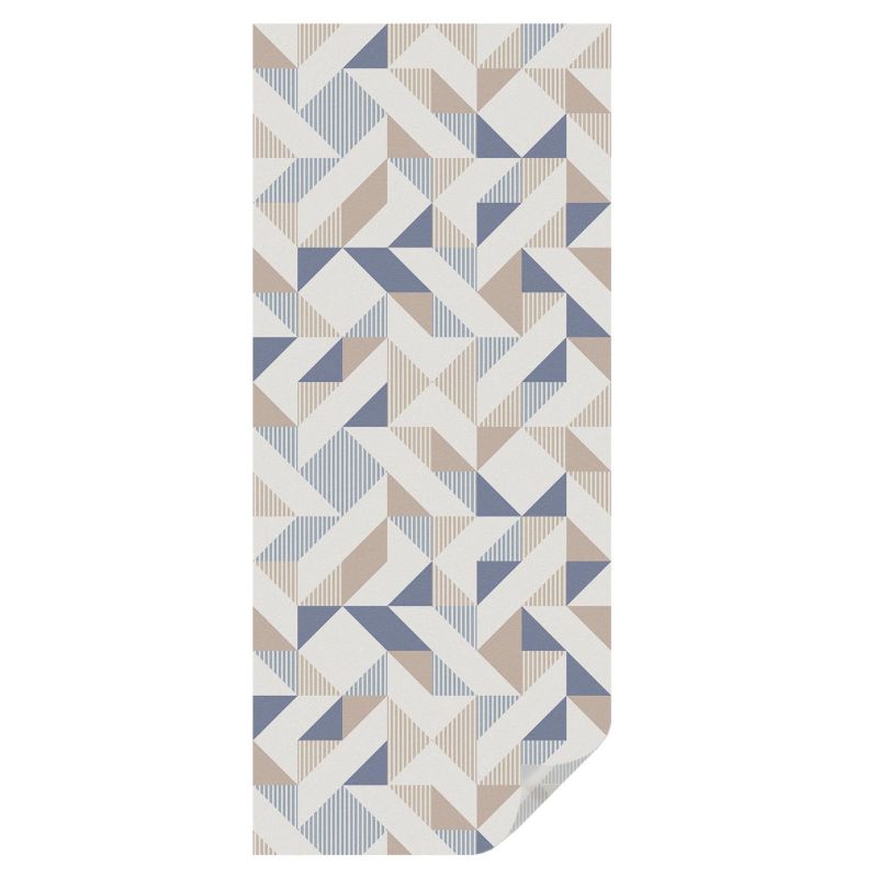 Folia Dekoracyjna na Szybę Tulup 50x116 cm Witraż Samoprzylepny Geometryczne trójkąty w beżach i granatach 1 rol.