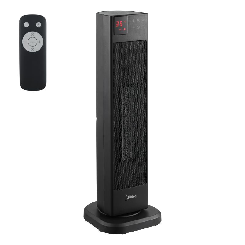 Termowentylator z pilotem, Midea, obrotowy 2000 W, czarny, 1szt