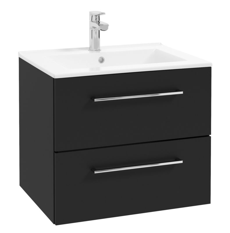 Szafka do Łazienki z Umywalką Stamar 60 x 45 cm Czarny Mat Szuflady Cichy Domyk