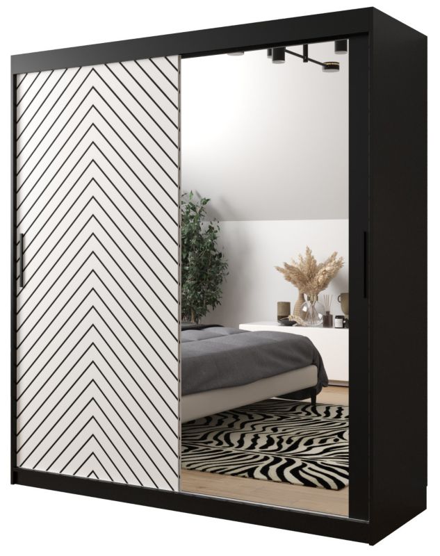 Szafa przesuwna Garderoba Abiks Jodełka 2 180 czarny + biały 1 szt.