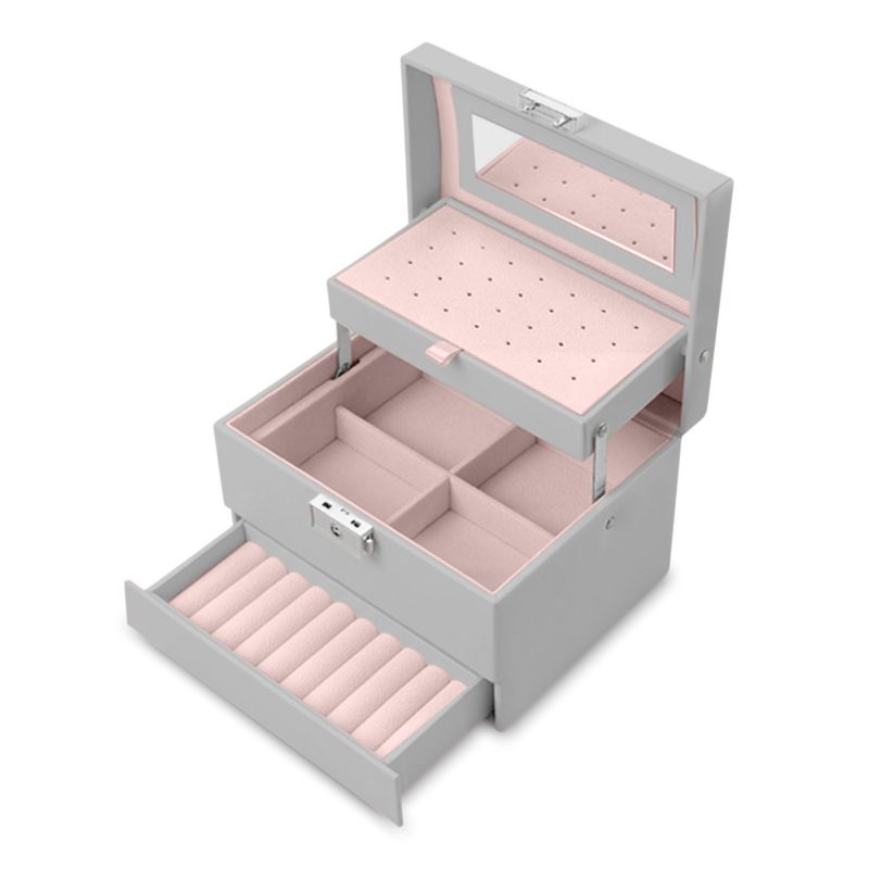 Pudełko szkatułka na biżuterię Massido MS-704 kuferek organizer szary 1szt.