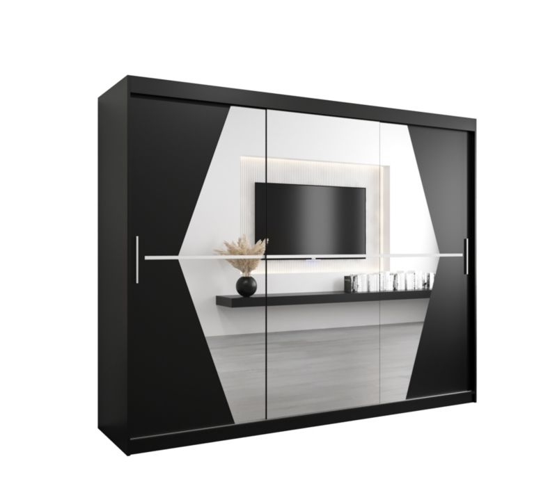 Szafa przesuwna Garderoba Abiks BOLIWIA 250 czarny mat + czarny mat 1 szt.