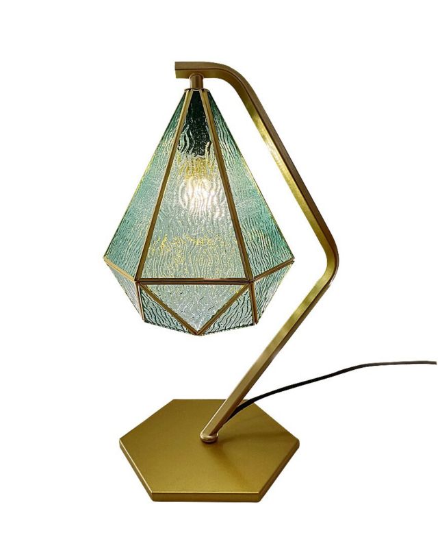 Lampa stołowa Rabalux Norah niebiesko-złota 1 x E14 x 40W IP20 wym: 44 x 18.5 x 26 cm szkło - 1 szt.