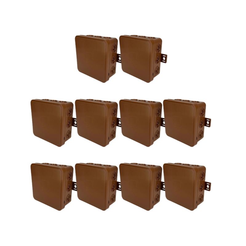 Puszka natynkowa EDO hermetyczna elastyczna 75x75x41mm 12-wlotowa, zamknięcie "na klik" IP54 brązowa 10szt.