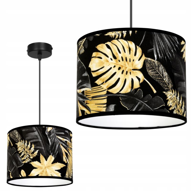 Lampa sufitowa wisząca Light Home LH Gold Flowers 1x E27 60W abażur kwiaty 20cm czarny/złoty 1szt.