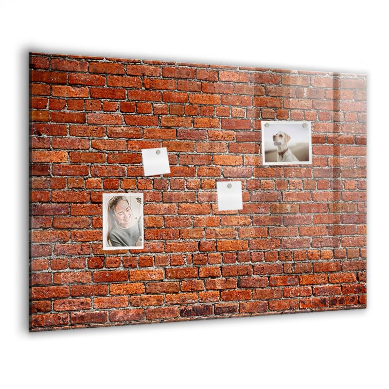 Szklana tablica magnetyczna Wallfluent 100x70 cm Stara ściana cegły Biały marker 1 szt.