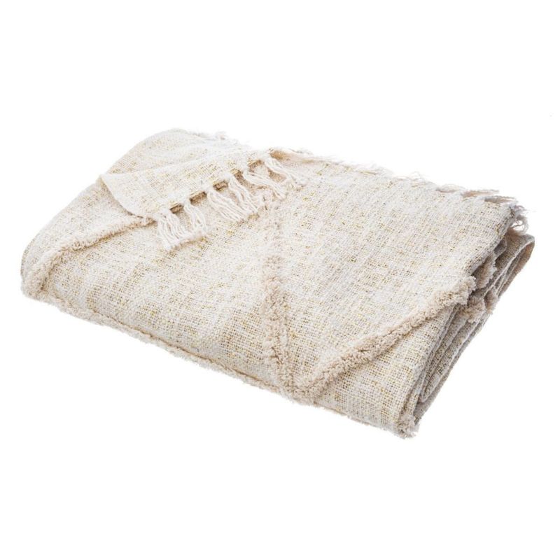 Narzuta bawełniana Shine Atmosphera beżowa styl boho 130x180 cm do sypialni 1 szt.