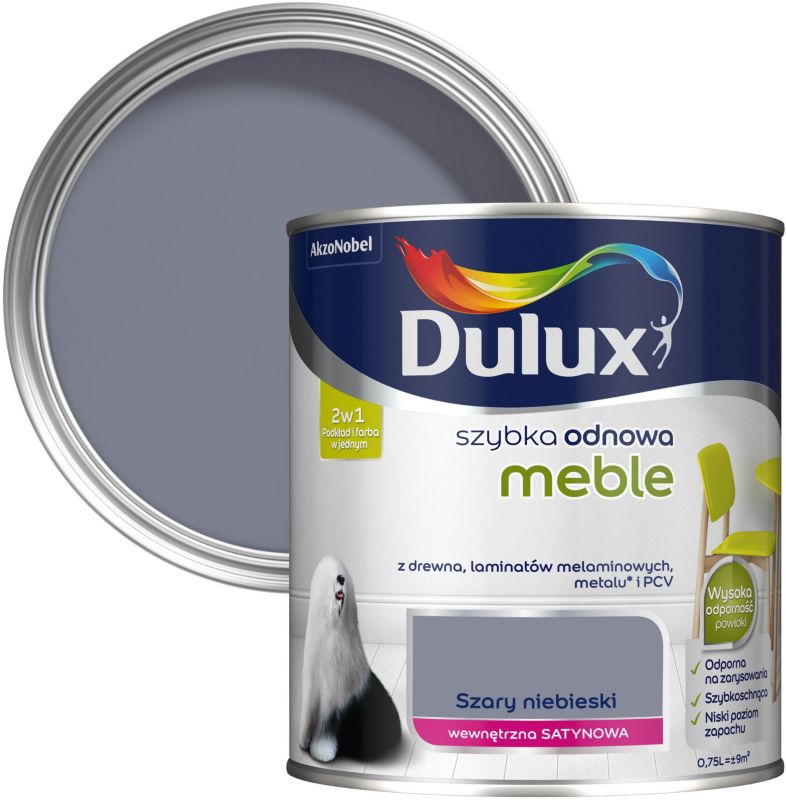 Farba Dulux Szybka Odnowa meble szary niebieski 0,75 l