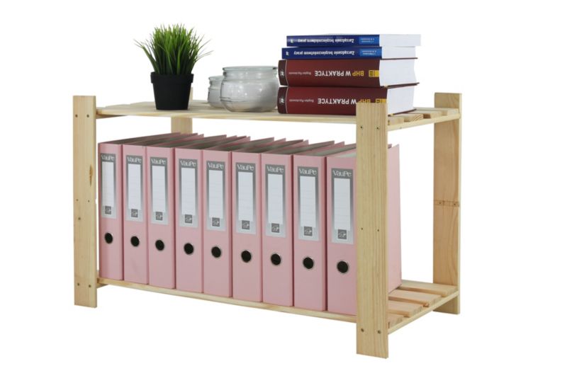 Regał drewniany MODO24 naturalne drewno szeroki sosnowy eco do książek i zabawek 1 szt.