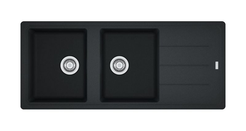 Zlewozmywak Franke Basis 116x50 cm Onyx 2-komorowy Fragranite wpuszczany, odwracalny 1 szt.