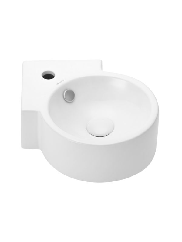 Umywalka ścienna-narożna Uptrend EDGE biały połysk, z otworem na baterię oraz przelewem 1 szt.