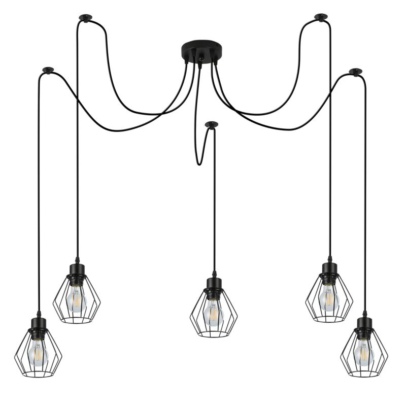 Lampa wisząca sufitowa MasterLED Otto 5x LED E27 nowoczesna oprawa 150 cm IP20 czarna 1szt.