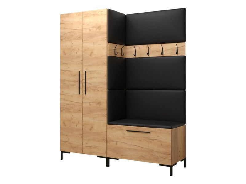 Garderoba MIRJAN 24 Zilion I dąb craft + czarna ekoskóra 1 kpl.
