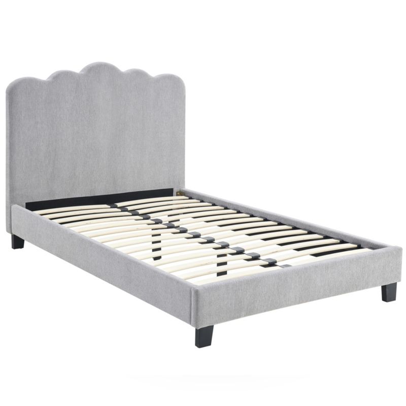 Łóżko Mebel Elite CRATER 120x200 Tapicerowane Jednoosobowe Do Sypialni Tkanina Szary 1 szt