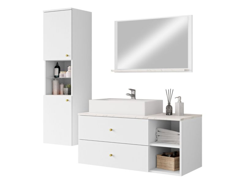 Meble łazienkowe MIRJAN 24 Kertos II biały mat/marmur bianco 1 szt.