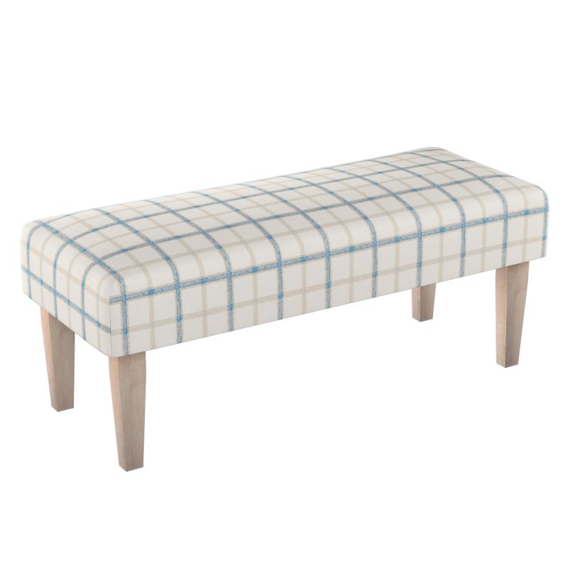 Ławka Dekoria 100 x 40 x 40 cm niebieska kratka tle ecru 1 szt.