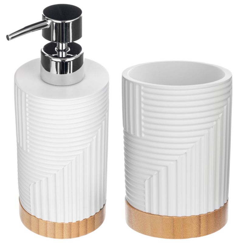 Komplet Łazienkowy KADAX Zestaw Dozownik Na mydło W Płynie Kubek Łazienkowy Biały 1 szt.