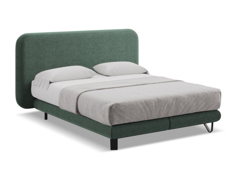 Łóżko LaMiaSofa Ilima z tkaniny szenilowej 140x200 zielony 1 szt.