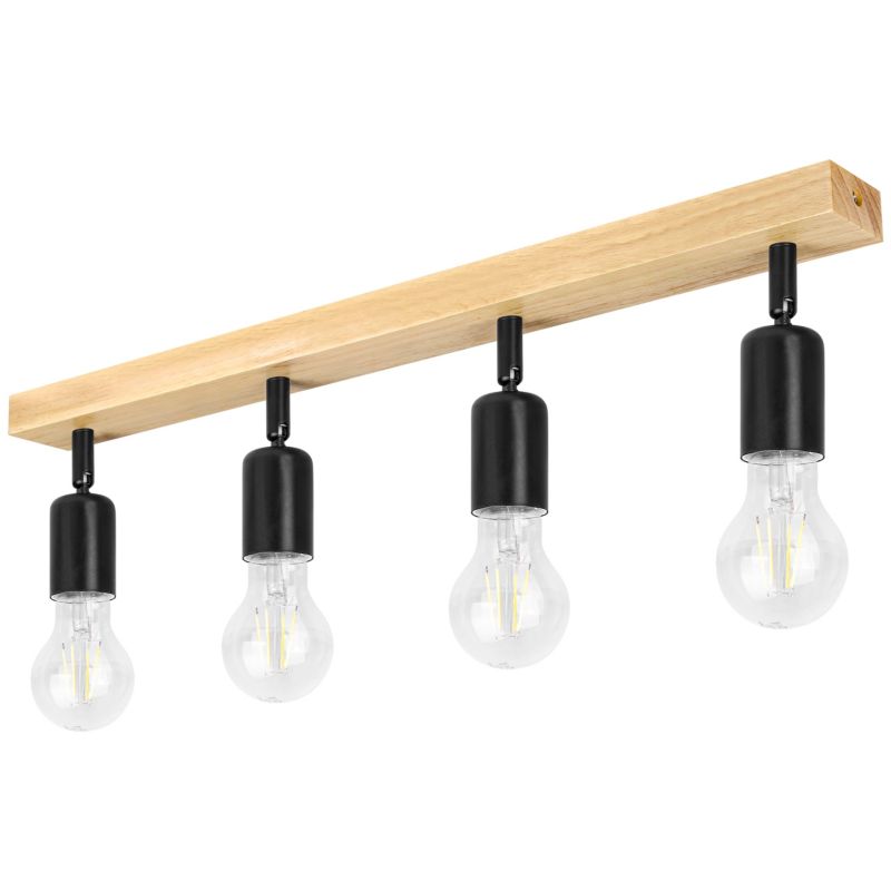 Lampa sufitowa E27 LED MasterLED Eos ruchoma x4 55 cm IP20 czarna drewno kinkiet listwa 1 szt.