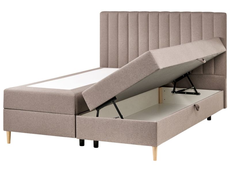 Łóżko kontynentalne z pojemnikiem Officer 160 x 200 cm Beżowoszary 1 szt.