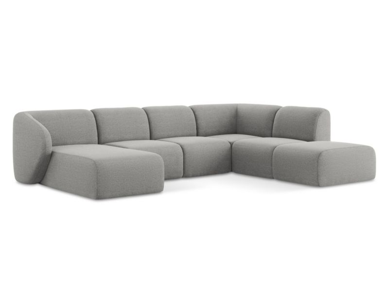 Sofa panoramiczna lewa LaMiaSofa CERVO z tkaniny bouclé 325x236 cm jasny szary 1 szt.