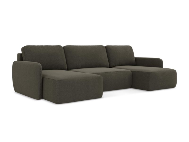 Sofa panoramiczna z funkcją spania LaMiaSofa CORLE z tkaniny strukturalnej 290x148 cm kreci 1 szt.
