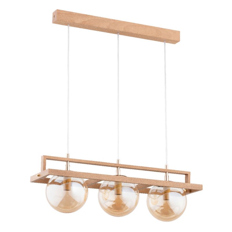 Lampa wisząca Alfa Frif jasne drewno-bursztynowy wym: 73 x 17 x 61 cm 3xE14 x 10W 1 szt.