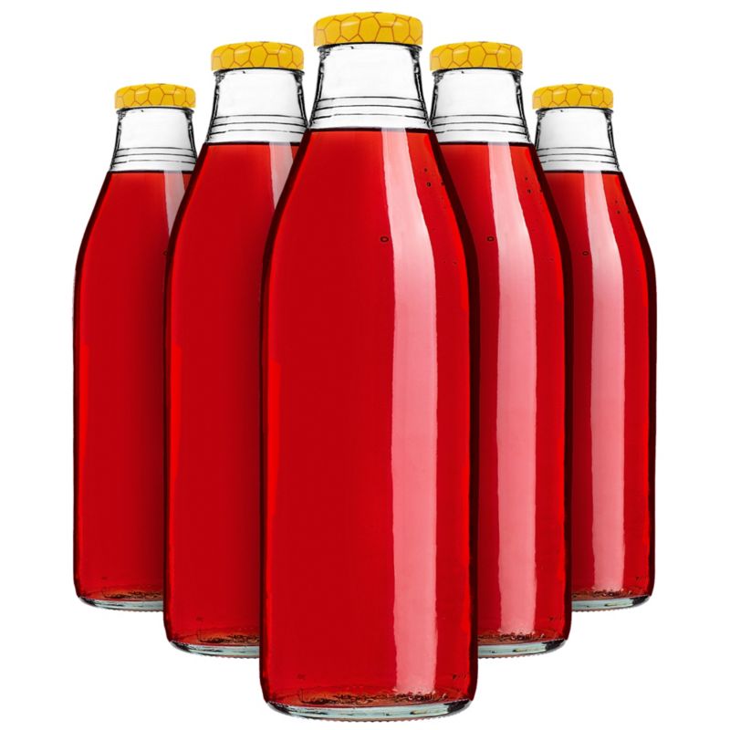 Butelka szklana KADAX na sok Arvigo 1L z zakrętką "Kubuś Puchatek" 5 szt.