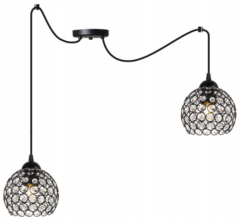 Lampa sufitowa wisząca Light Home LH Crystal Spider 2x E27 60W kryształki czarny 1szt.