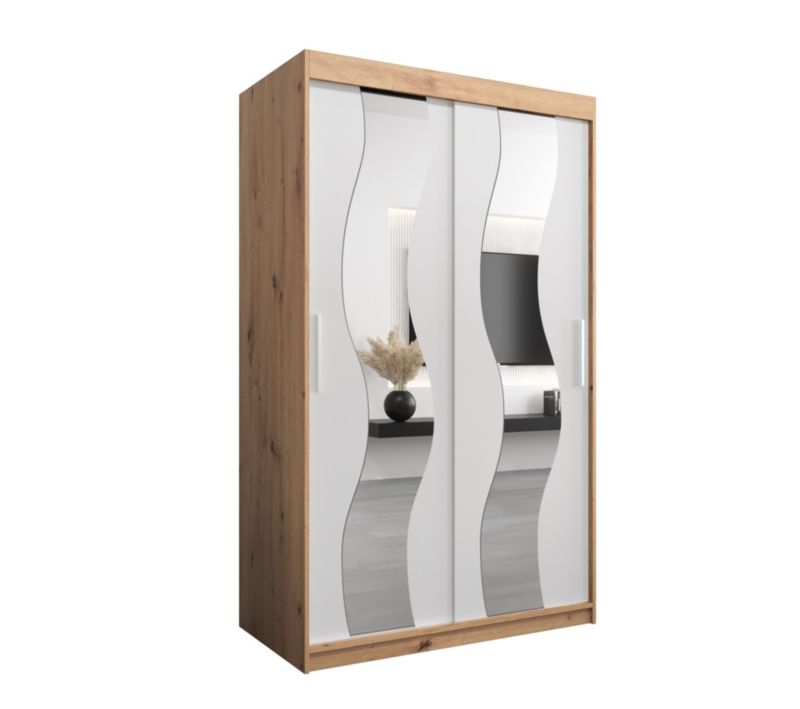 Szafa przesuwna Abiks SEWILLA 120 dąb artisan + biały mat 1 szt.