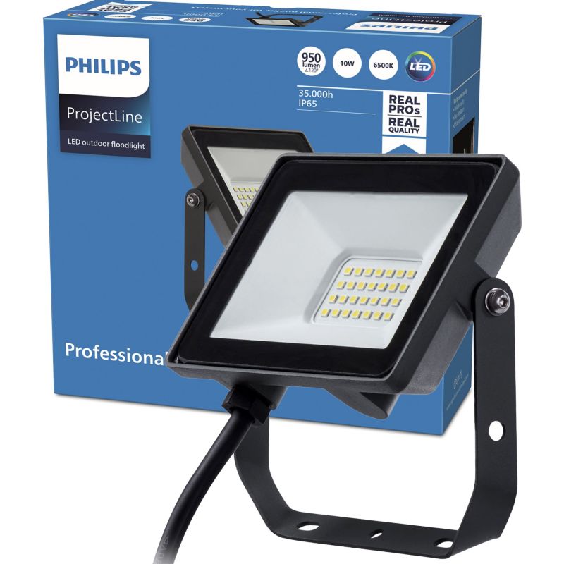 Naświetlacz LED Philips Lampa Reflektor 10W 950lm 6500K IP65 Czarny 1 szt.
