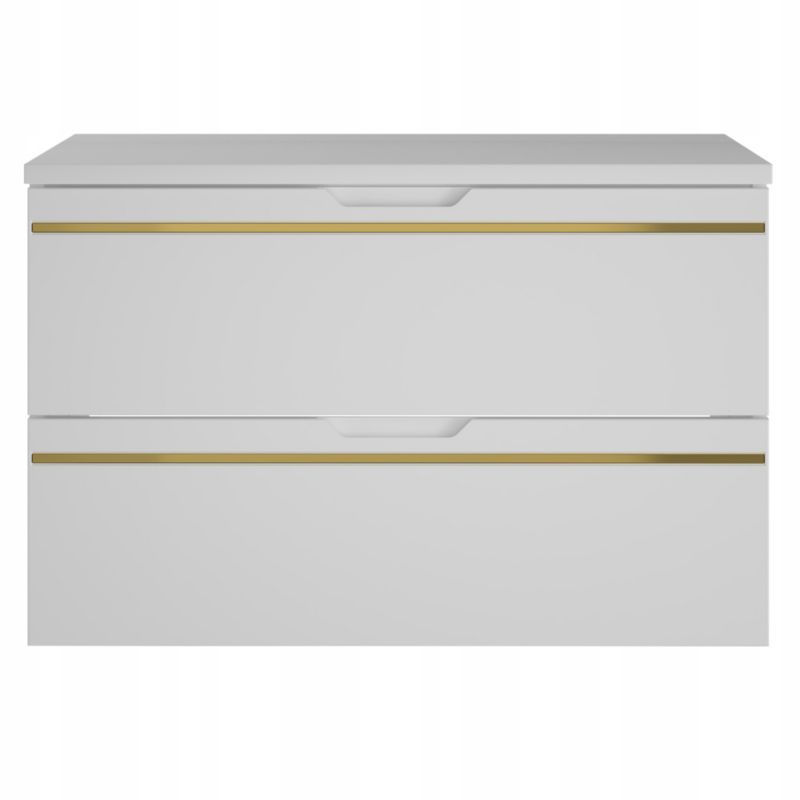 Szafka pod umywalkę Furnidea 80 cm z blatem biały frezowana złota listwa Espero 1 szt.