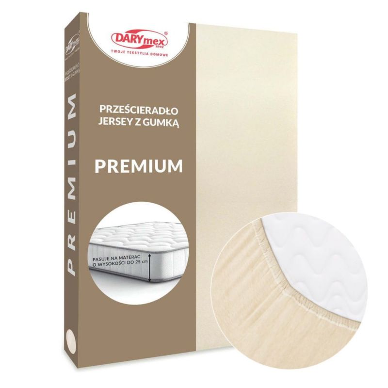 Prześcieradło jersey z gumką Darymex 180x200 kolor jasny beż PREMIUM 1 szt.