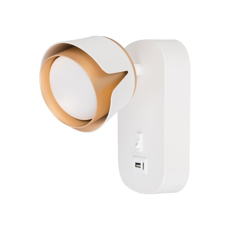 Kinkiet LED XUDO GX53 z USB A+C biały matowy i złoty IP20 1 szt.