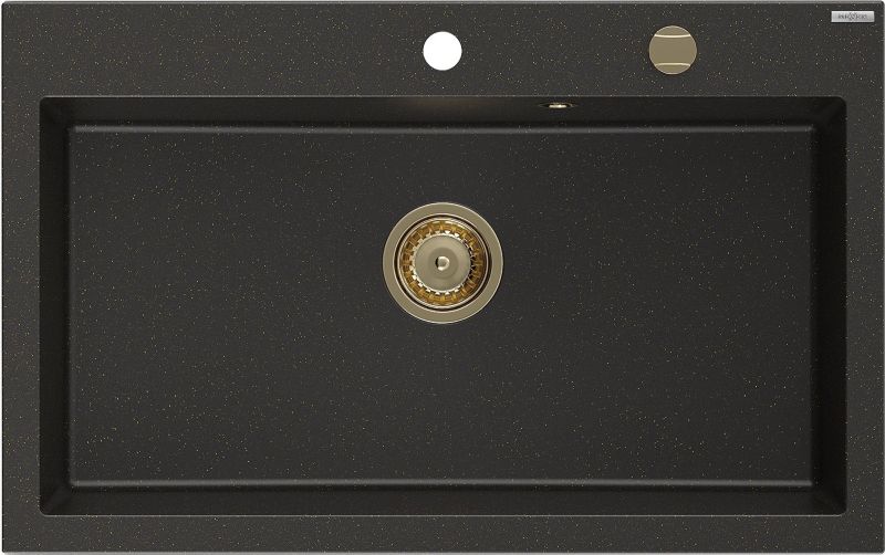 Zlewozmywak wpuszczany Mexen Elix czarny/złoty metalik 800x500 mm - 6527801005-75-G